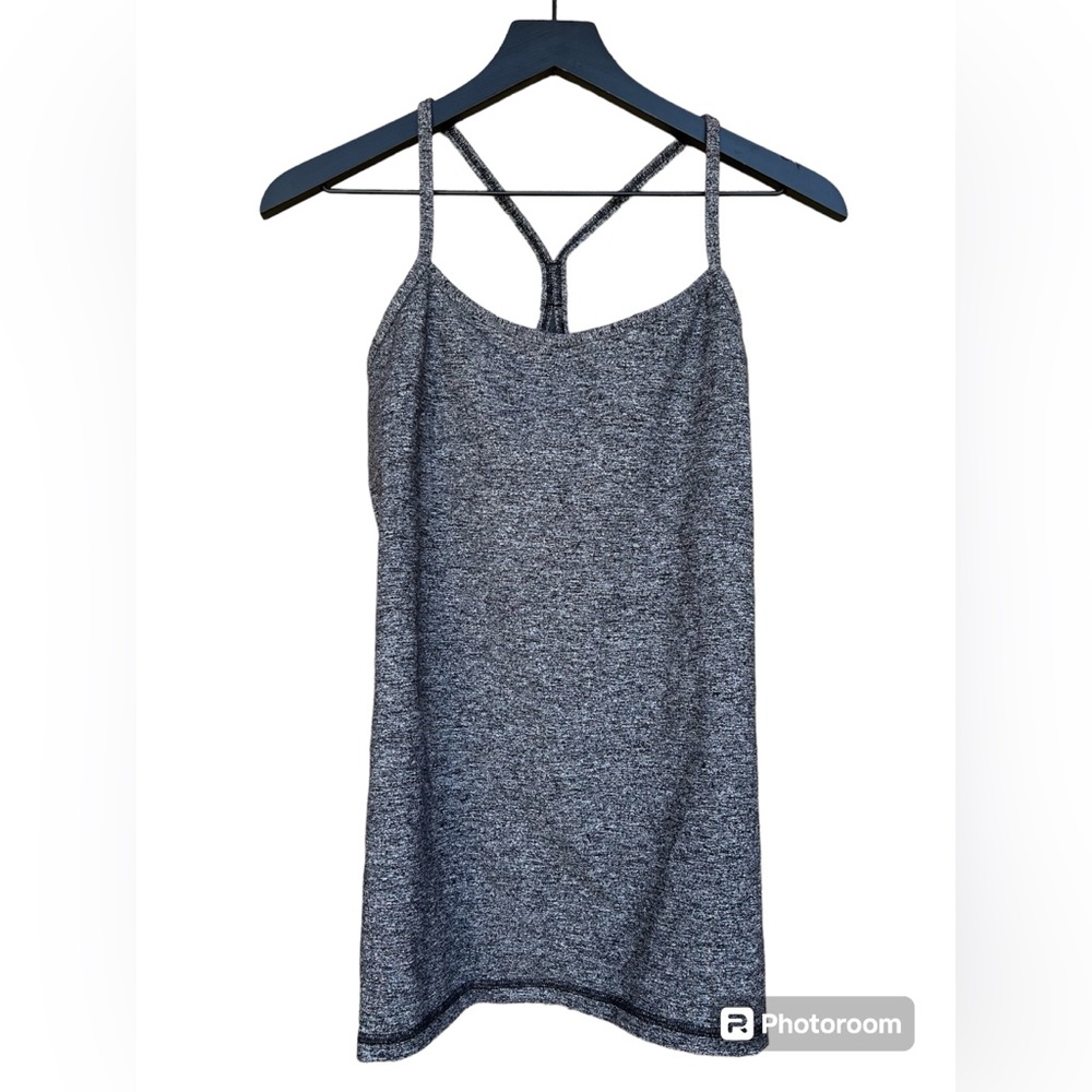 Lululemon Power Y Tank Heathered Black Gray Size 10